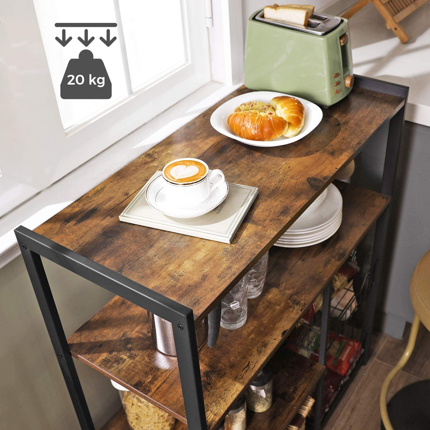 Indusign Keukenplank met 2 manden, bakkersplank en haken Keukenplank met 2 manden, bakkersplank en haken Indusign #1