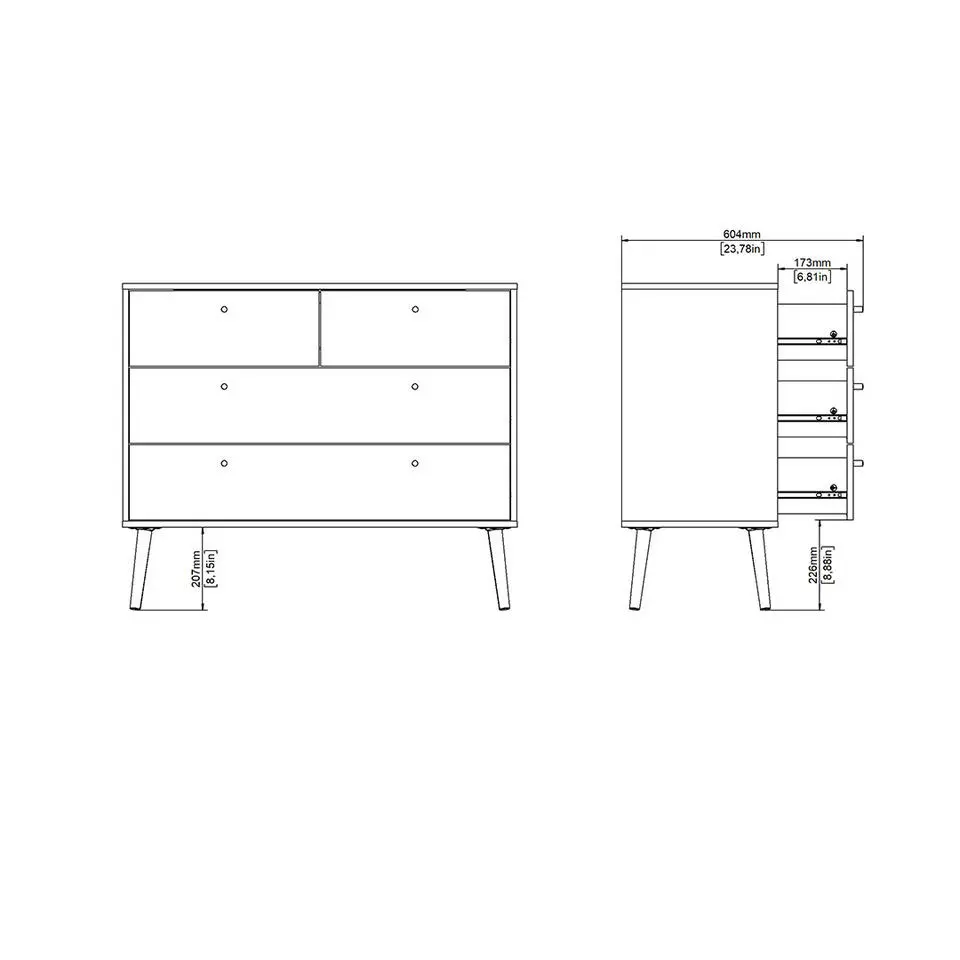 Hioshop Bodo kommode 4 lades matgrijs