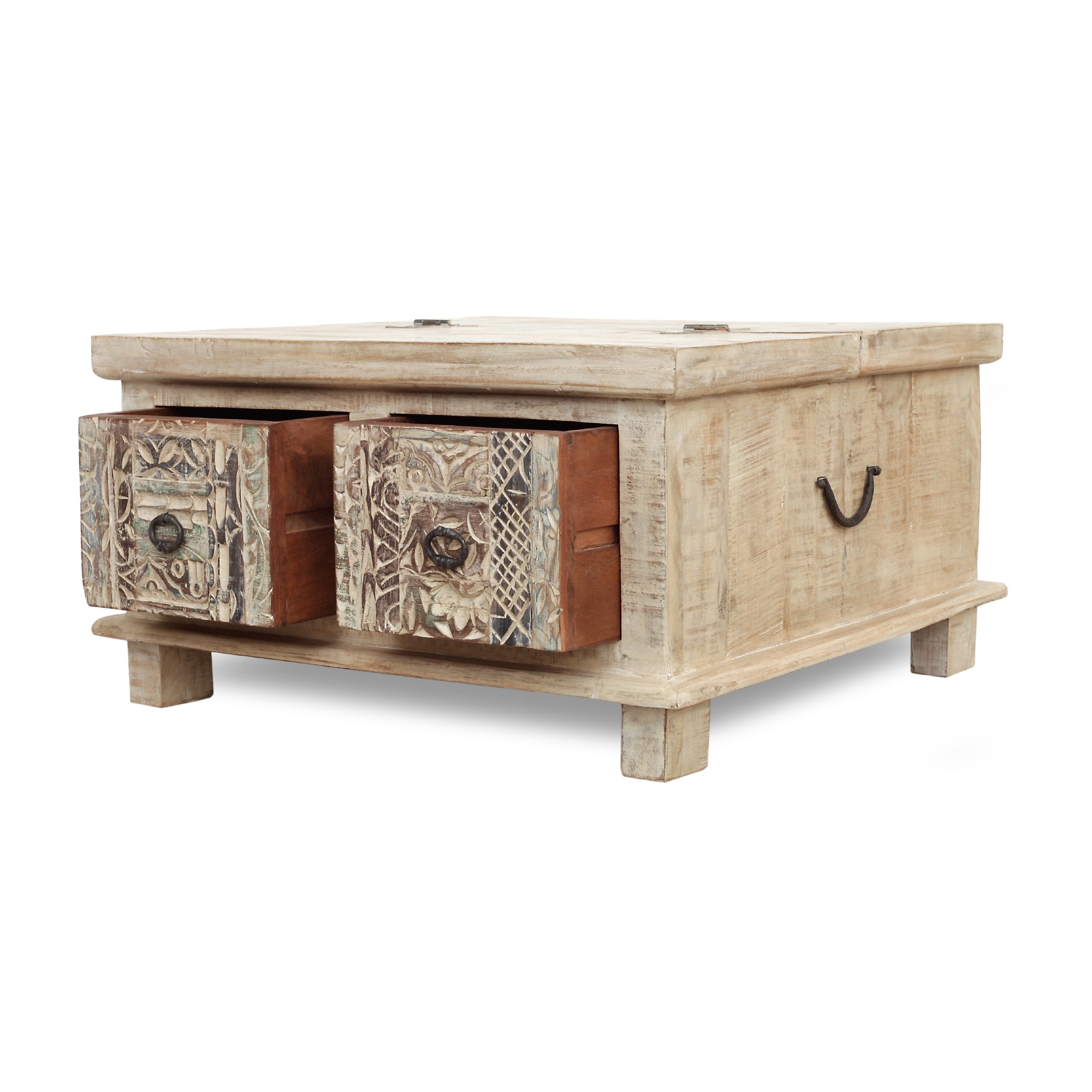Couch-Box 'Sharina', antikweiß, T 73 cm, B 73 cm, H 40 cm von fischer's lagerhaus