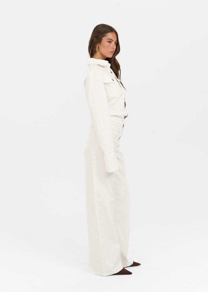 Denim stretch jumpsuit ecru