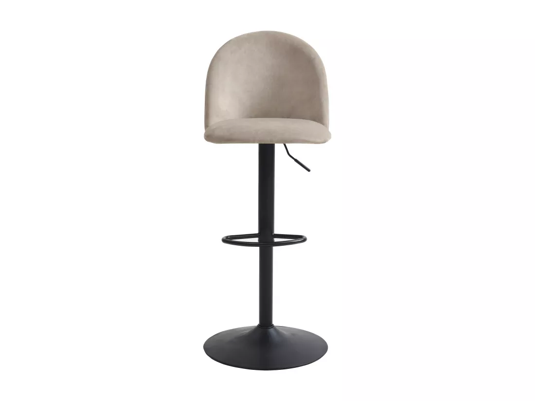 Lot de 2 tabourets de bar en velours et métal noir - Hauteur réglable - Beige - MELBOURNE