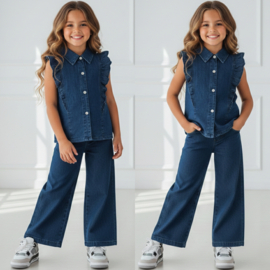 Easy style denim set - donkerblauw
