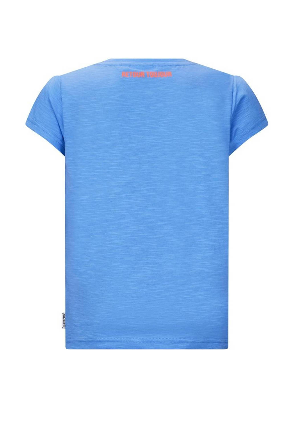 Retour Jeans T-shirt Starr met tekst blauw/oranje