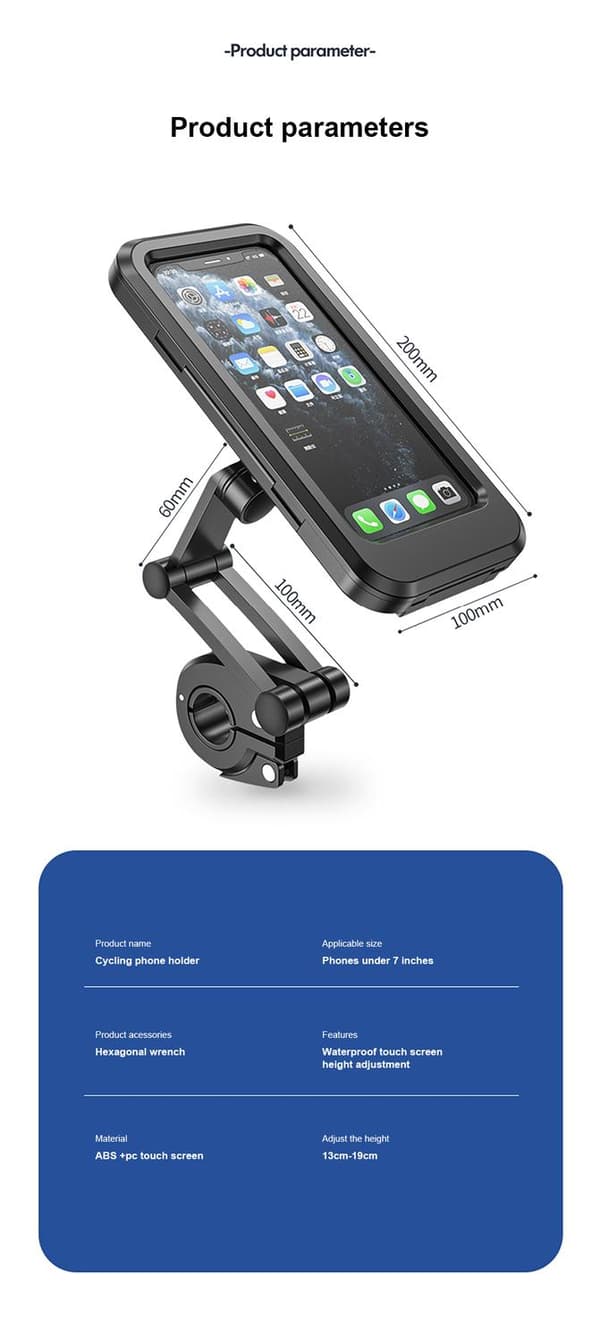 Sykkelholder sykkelfeste for mobiltelefon vanntett 360 grader