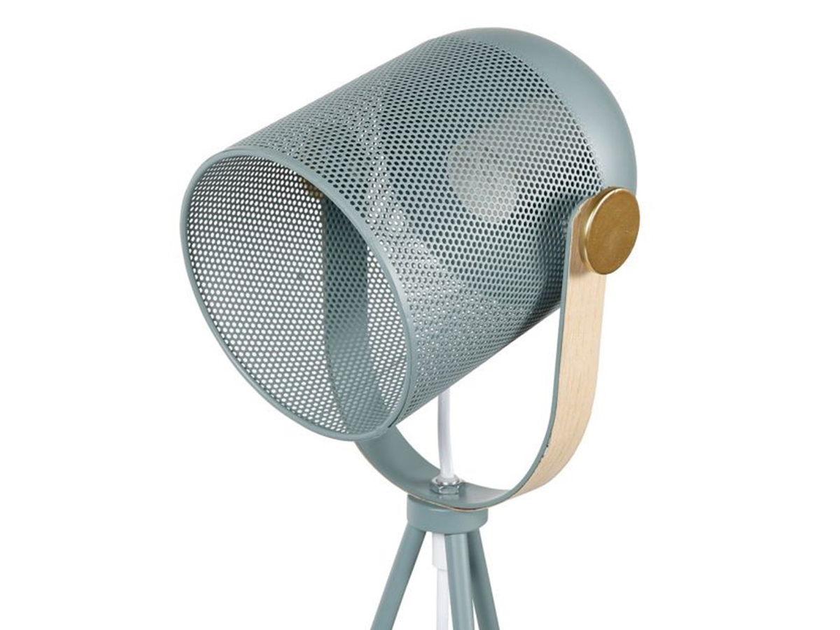 Lampe spot trépied en métal vert amande