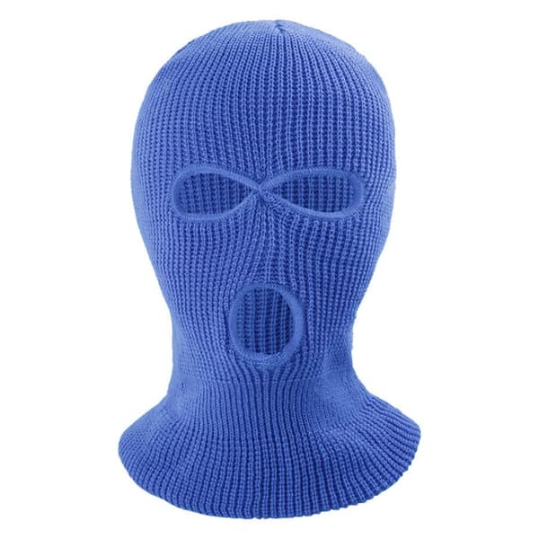 Vinter helmaske Tre-hulls Balaclava Strikket hattehals Damask - MØRK BLÅ