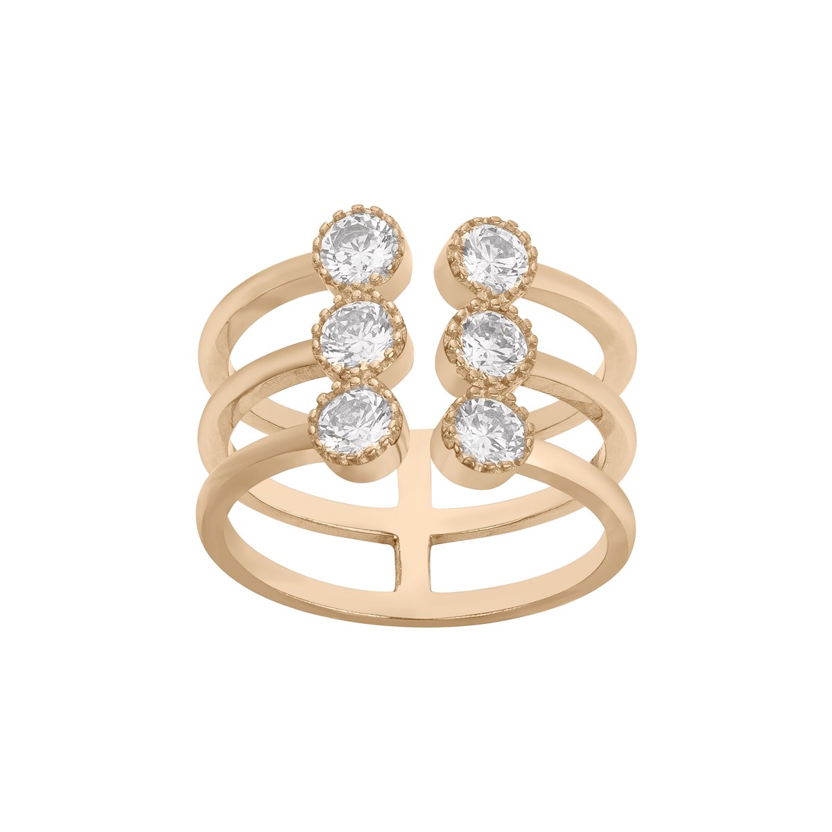 Bague ouverte en Plaqué Or avec oxyde de zirconium blanc