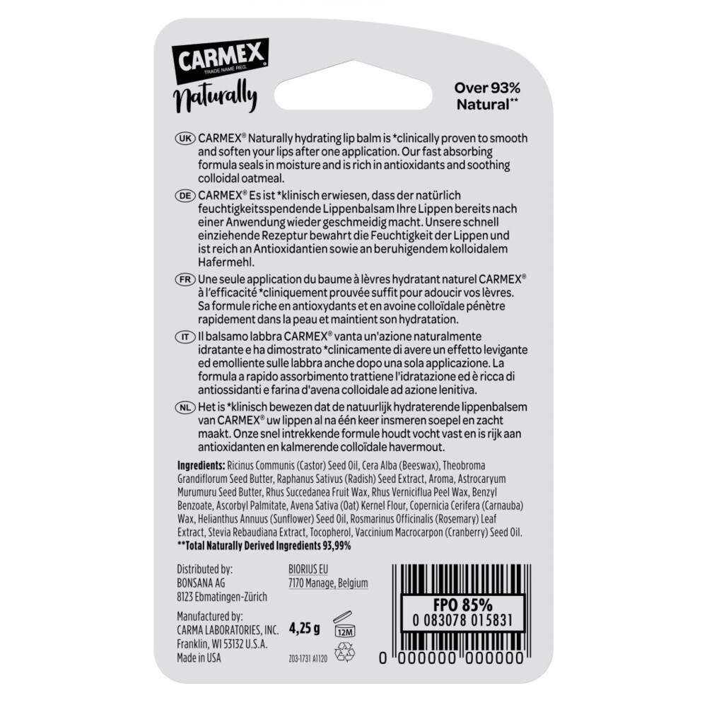 Carmex Lippenbalsem Naturally Watermelon4,25 gr