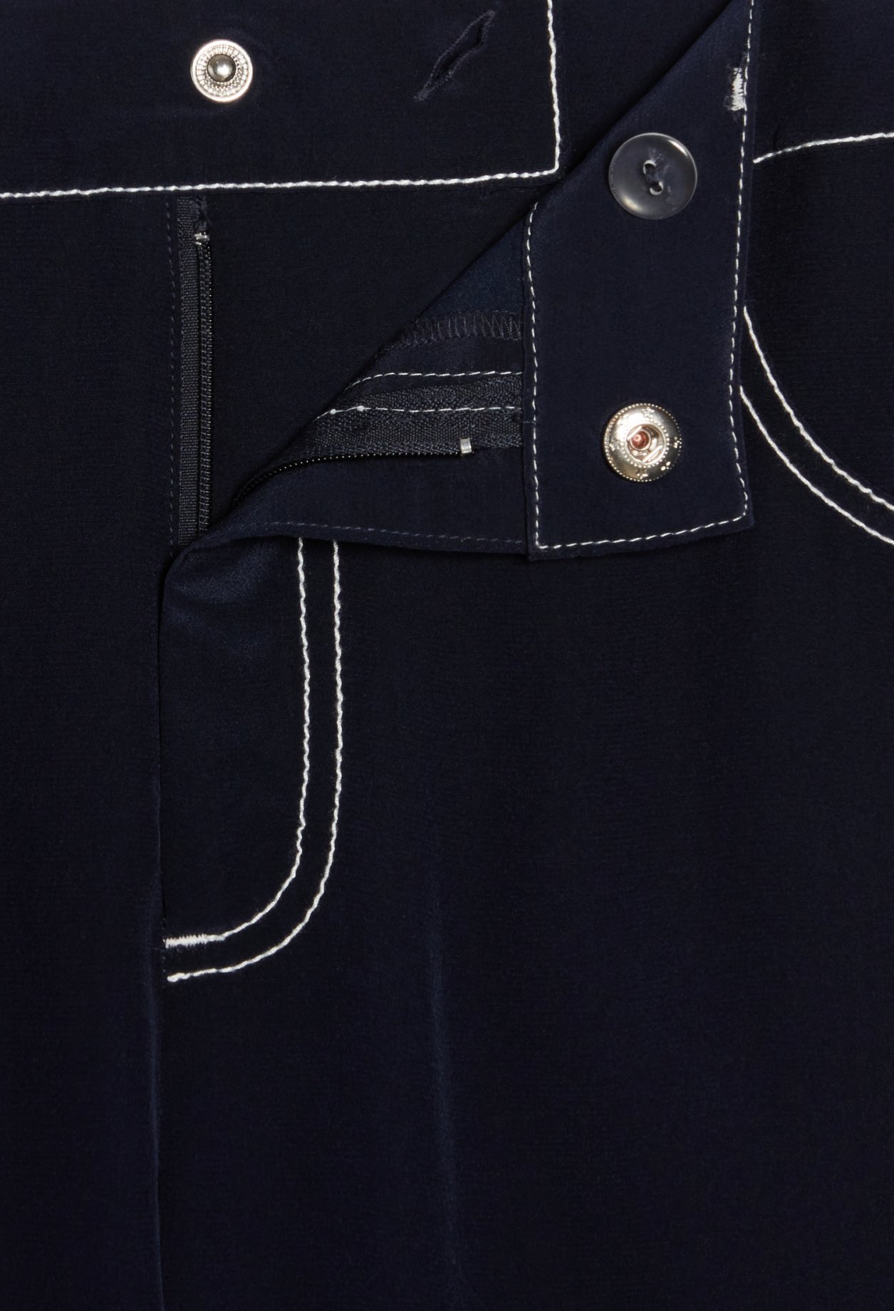 Pantalon droit soie bleue