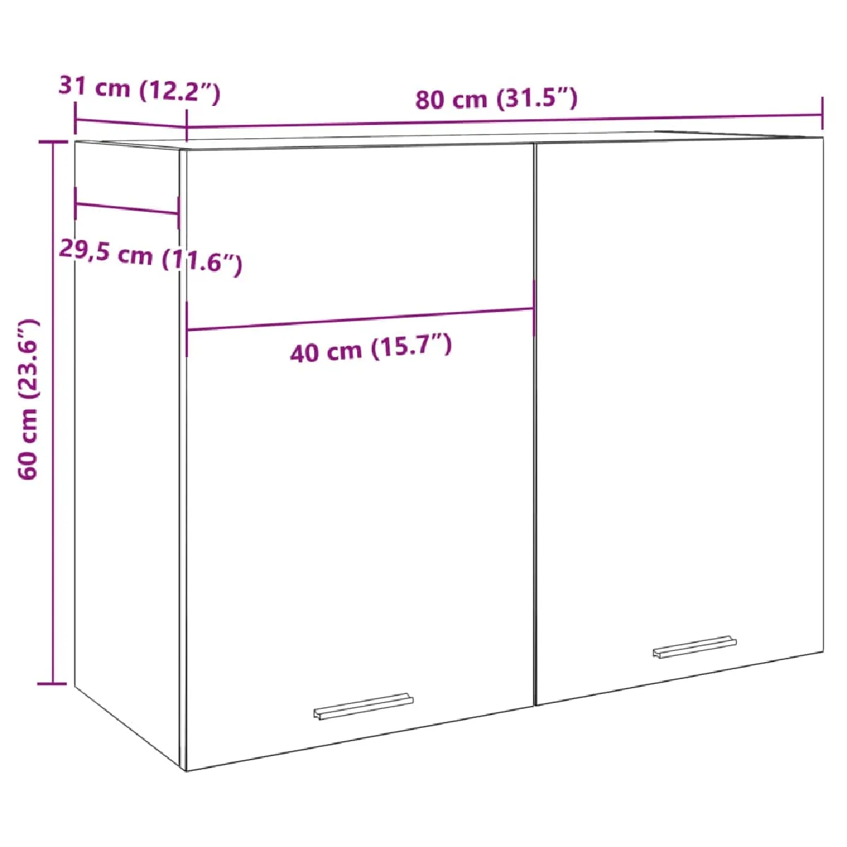 vidaXL Armoire murale Gris béton 80x31x60
