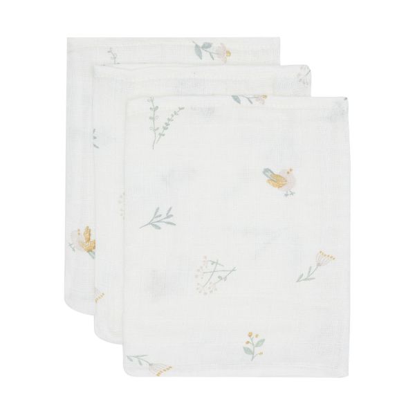 Jollein Lovely Birds Washandje - 3 Pack - 15 x 20 cm - Hydrofiel