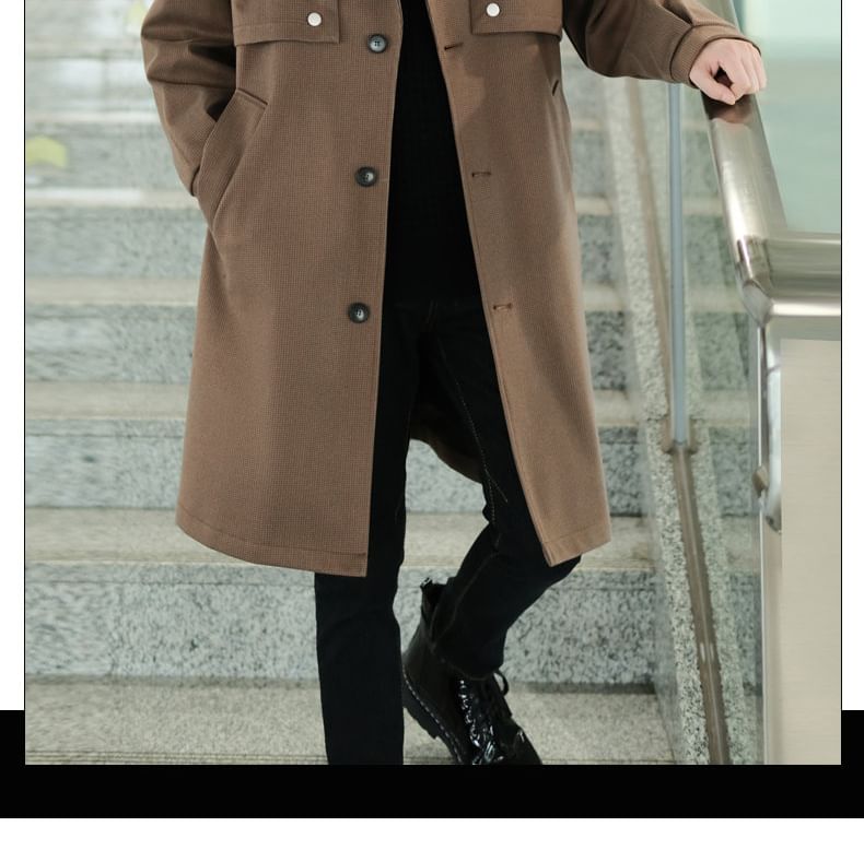 Bay Go Mall - Trenchcoat met reverskraag, effen knoopsluiting en lange mouwen