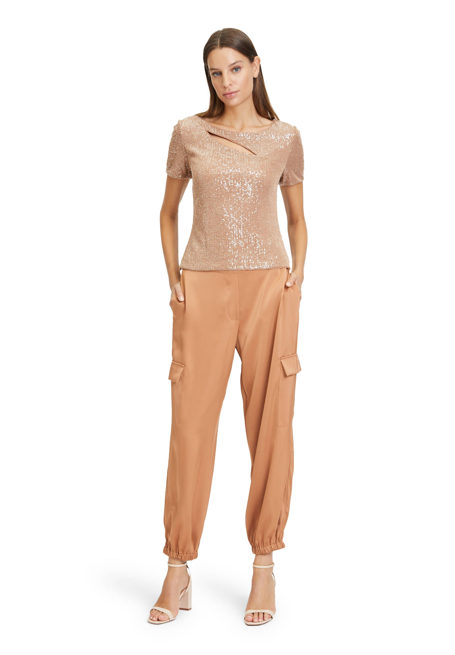 Vera Mont| Damen Paillettentop mit Cut-Outs