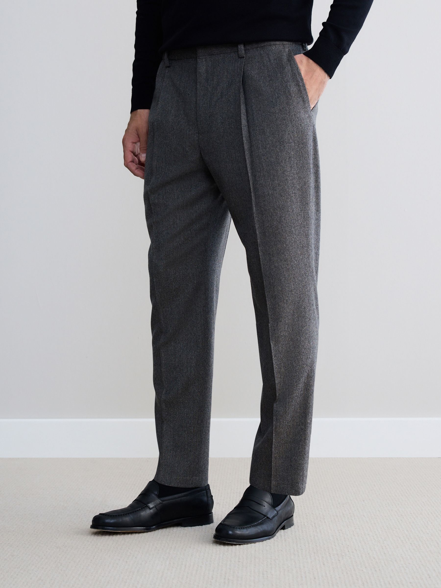 Naturel bruin - Signature Regular Tapered 100% REDA Marino Wool Smart Trousers With Elasticated Back