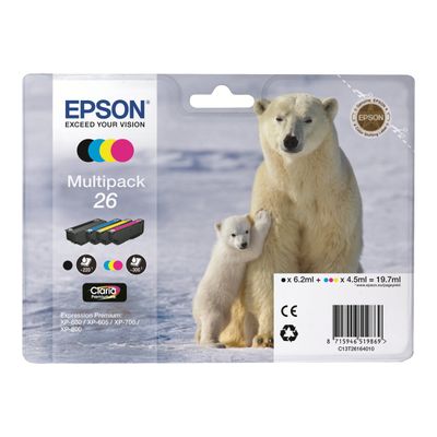 Epson 26 Ours polaire - Pack de 4 - noir, cyan, magenta, jaune - cartouche d'encre originale