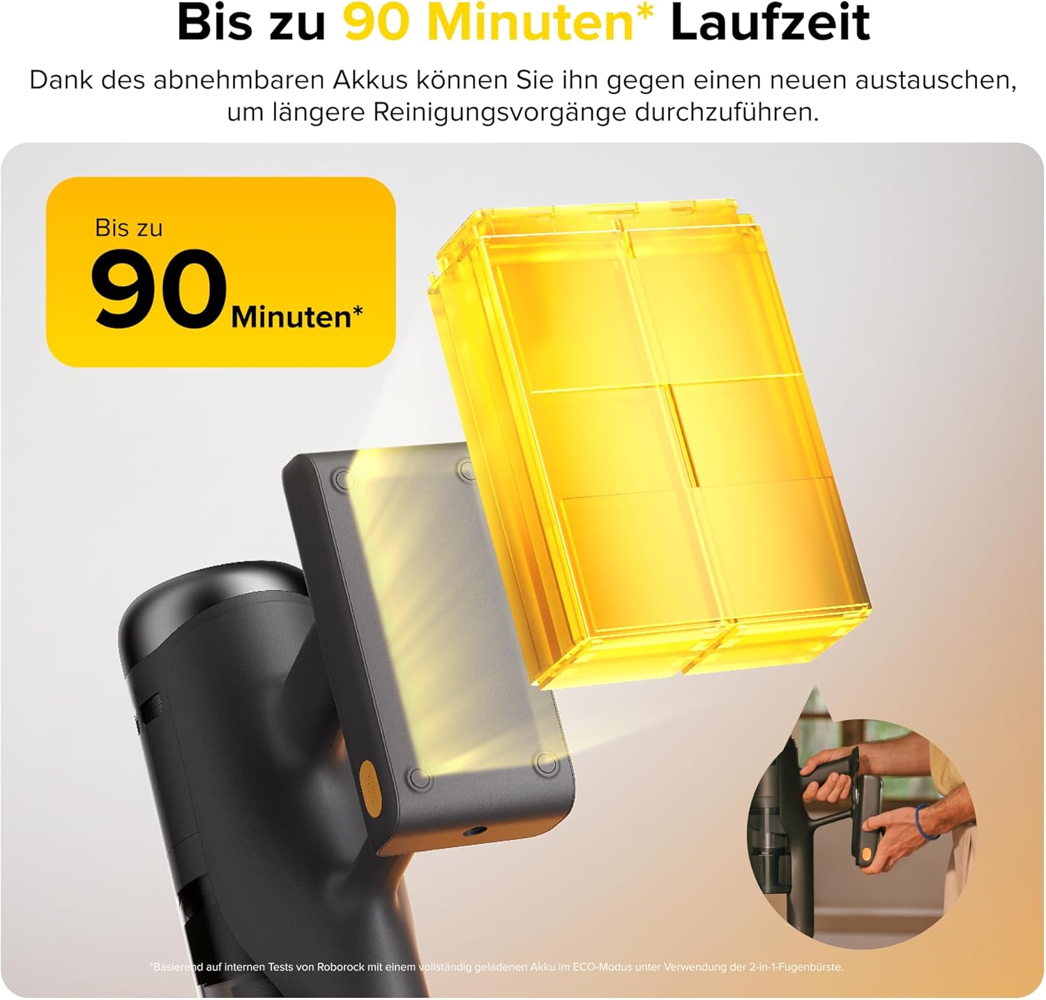 roborock H60 Ultra kabelloser Staubsauger, 210AW Saugleistung, 90 Min Laufzeit, 90° Flexibler Saugrohr, LED-Stauberkennung, Anti-Verhedderungsbürste für Teppiche, Hartböden & Tierhaare