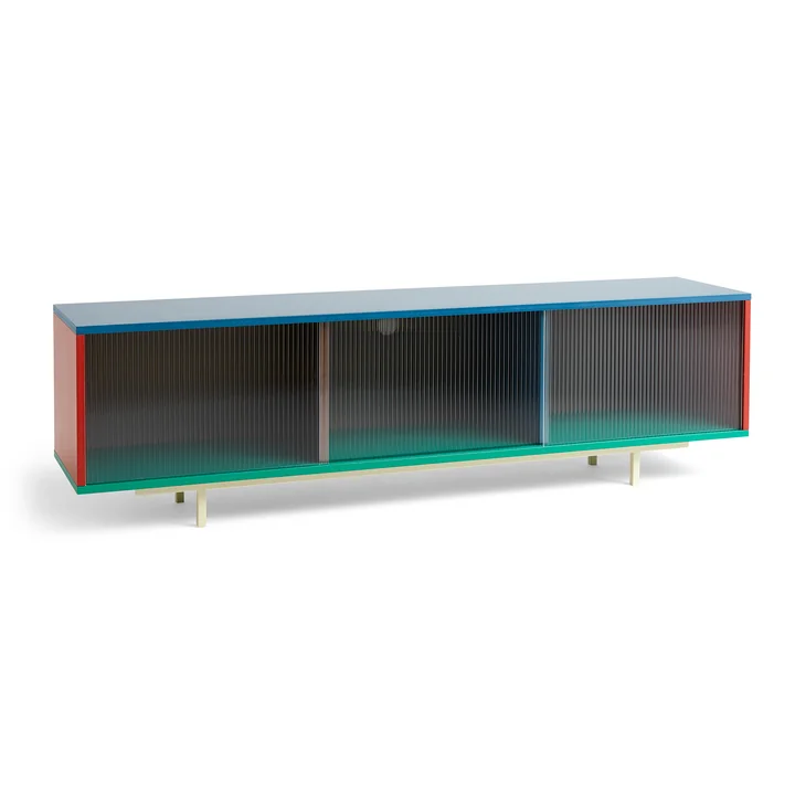 HAY - Colour Cabinet L mit Glastüren, 180 x 51 cm, mehrfarbig (freistehend)