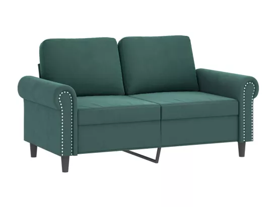 Ensemble de canapés 3 pièces avec coussins vert foncé velours