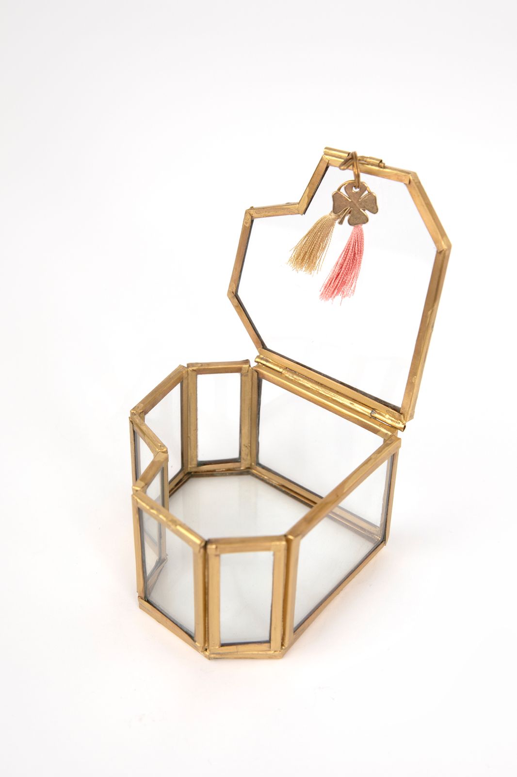 Gouden glazen box hart klein