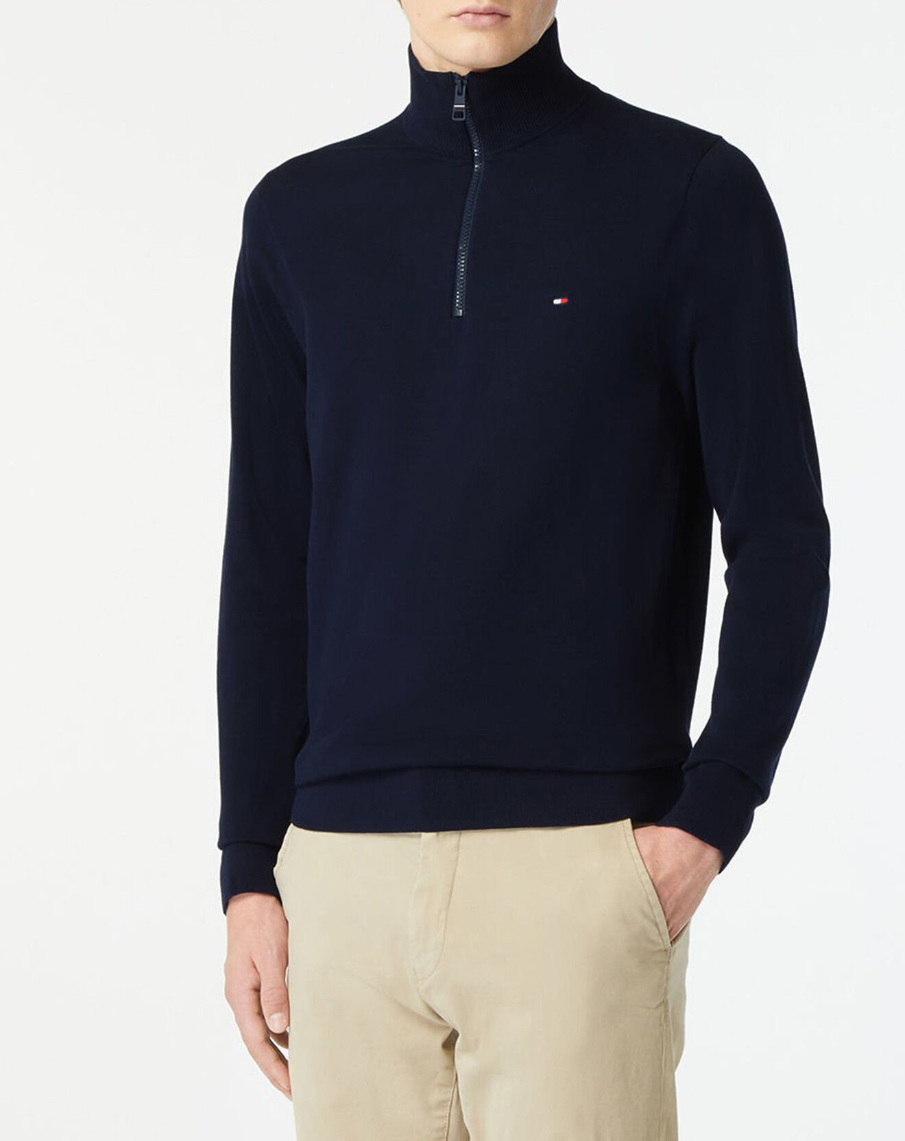 Tommy Hilfiger Pull 1985 col zippé bleu marine