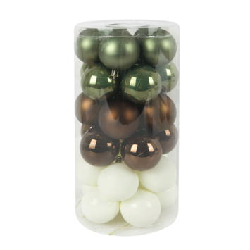 Christmas Goods kerstballen mix kunststof 30 stuks groen bruin wit Ø 16 cm