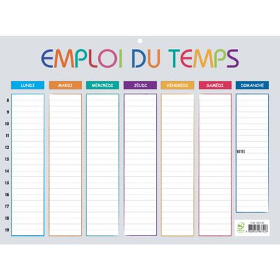 Emploi du temps Multicolore 29,5 x 22 cm - Exacompta