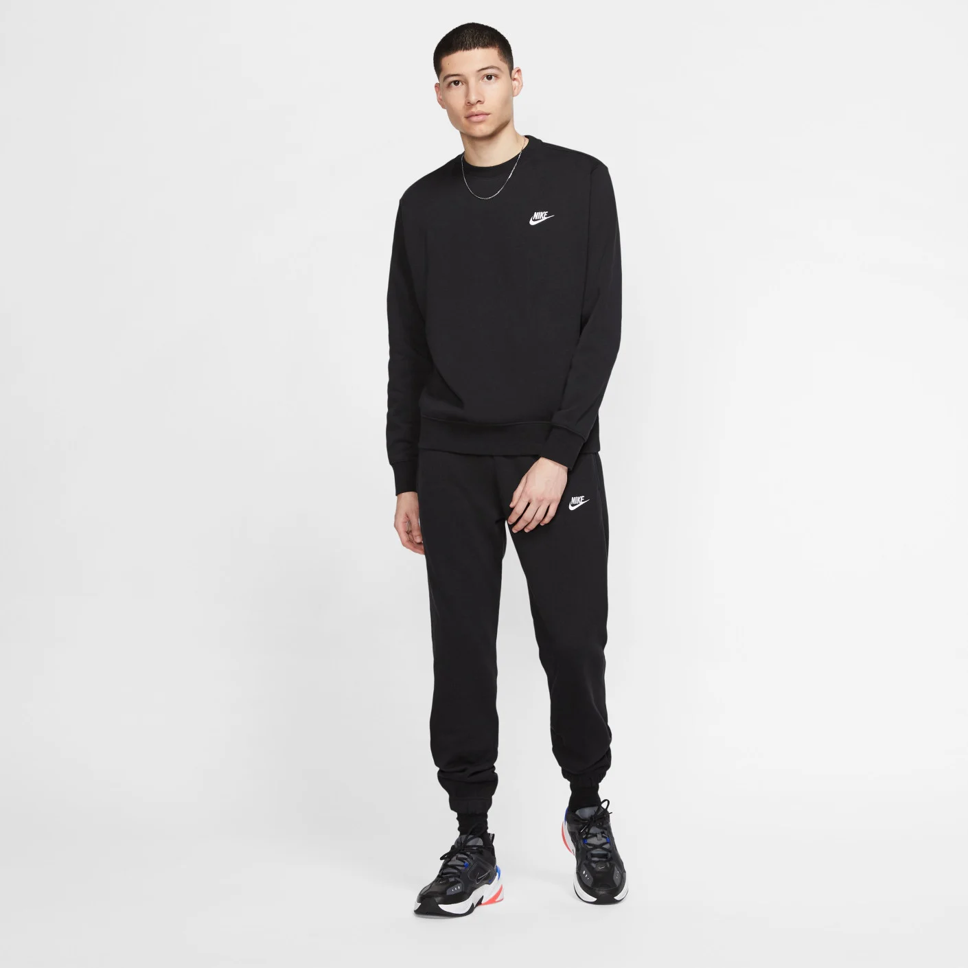 Nike Sportswear Club Fleece Crew Sweater Zwart Wit
