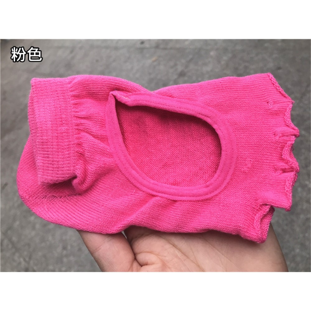 (1 Paar) Anti Rutsch Pilates Yoga Zehfreie Sport Socken Füsslinge (One Size) - Pink