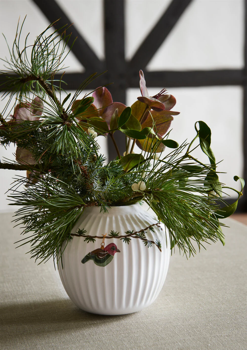 Kähler  Hammershøi Christmas vase, hvid m. deko - H13