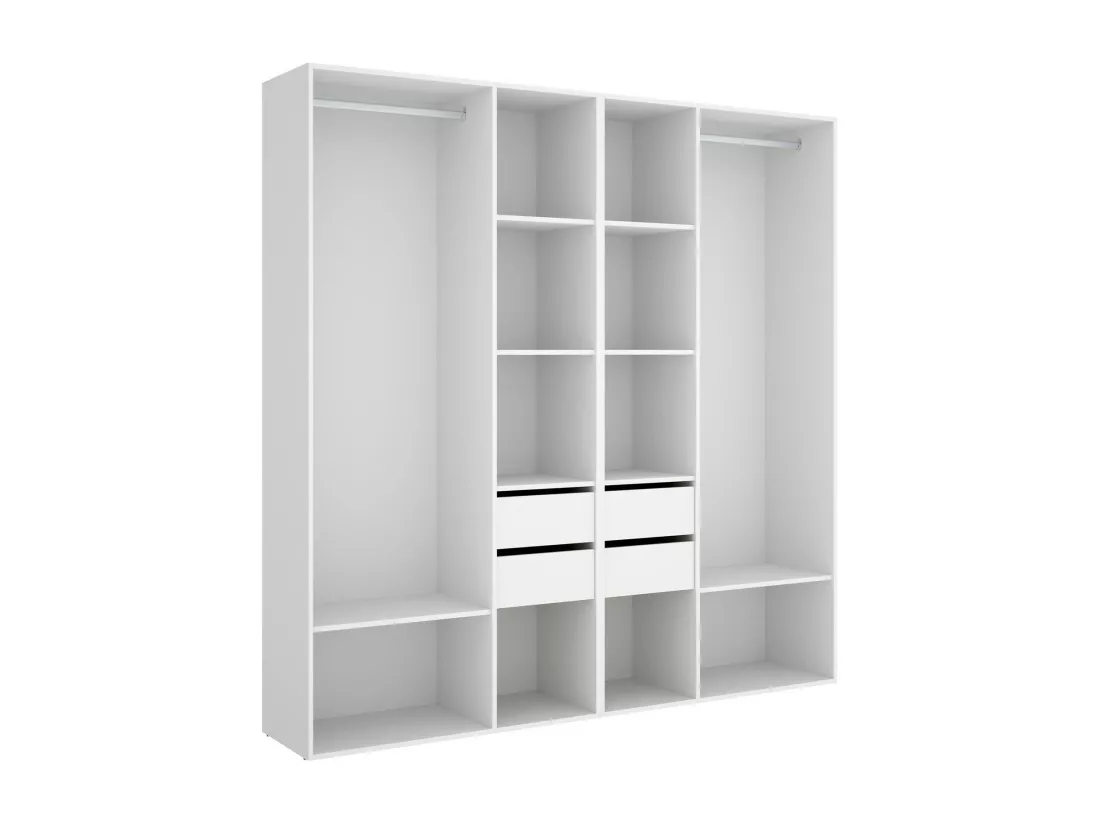 Grande Garde-robe Dpavo, Meubles de chambre, Penderie de plain-pied, Placard à vêtements, 196x45 h205 cm, Blanc et Chêne clair