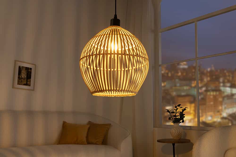 Handgefertigte Hängeleuchte ORGANIC LIVING 30cm natur rund Bambus Boho-Style