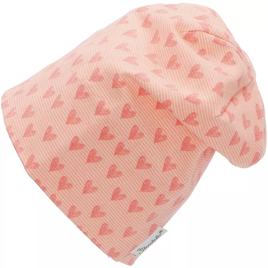 Sterntaler Slouch-Beanie Herzen rosa