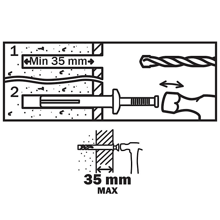 6 chevilles à frapper Diall métal PZ Ø6x65mm