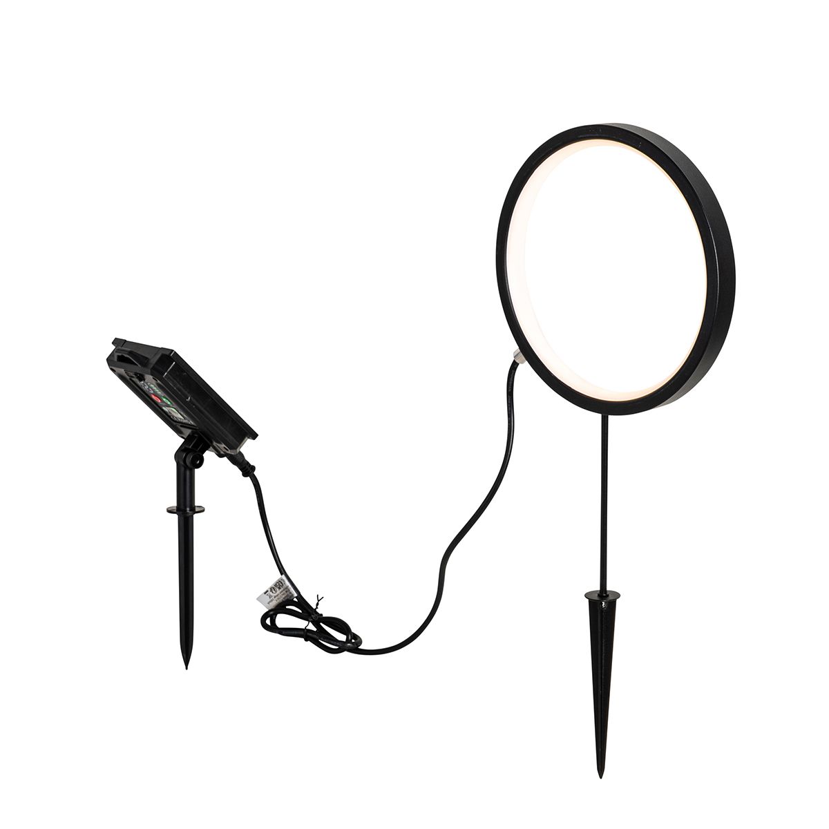 Set van 2 prikspots zwart 50cm incl. LED oplaadbaar en solar IP65 - Adalind