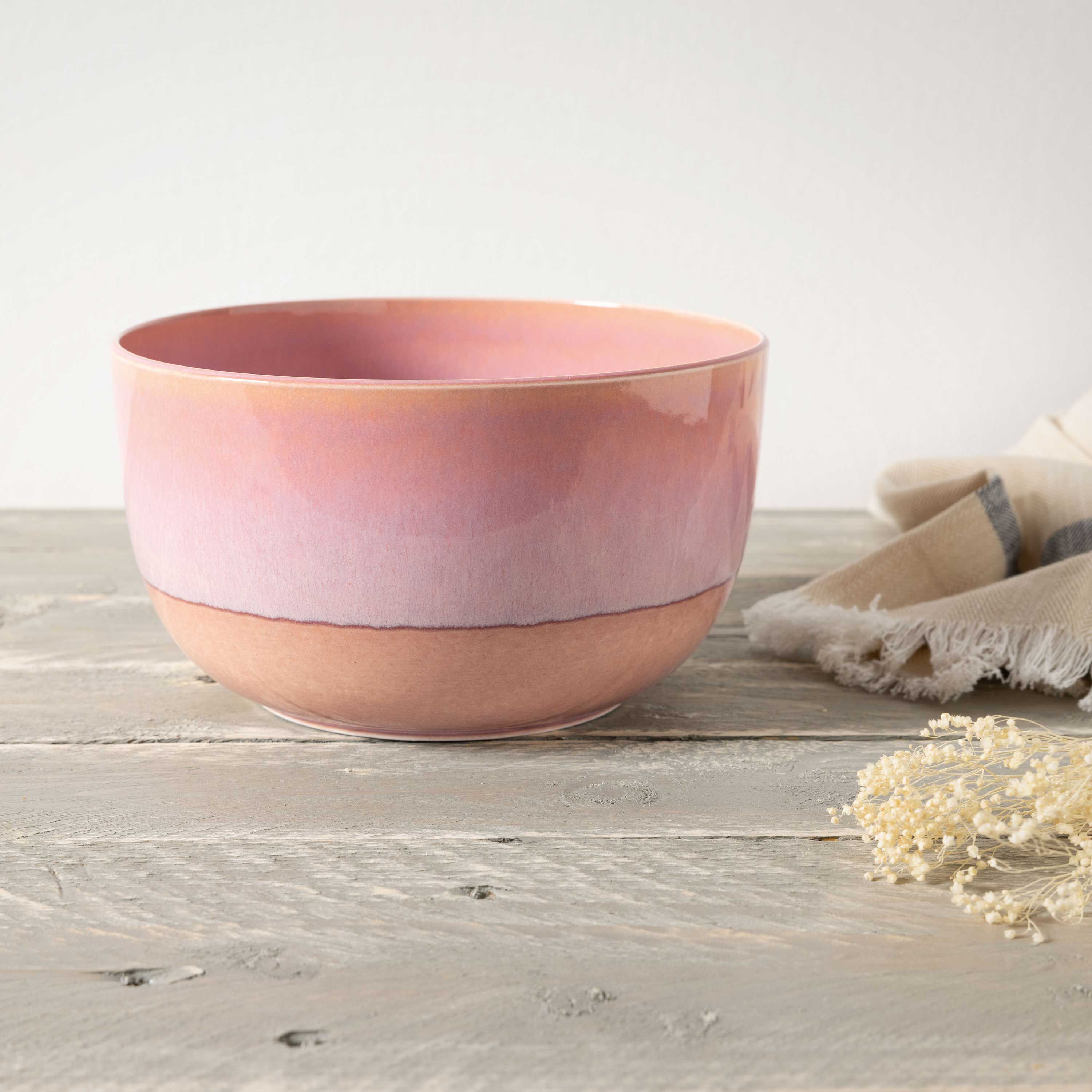 Perlemor Salad serving bowl Pink, 101.5 oz, Premium Porcelain
