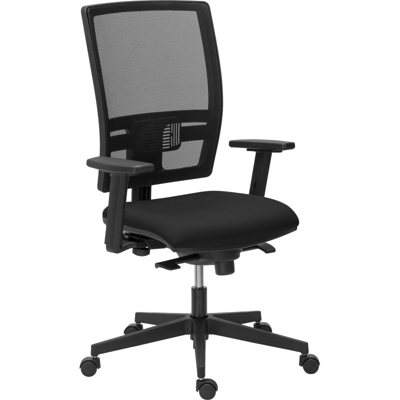 Chaise de bureau Bruneau Activ' - Tissu et maille - Dossier haut avec soutien lombaire - Pieds noirs