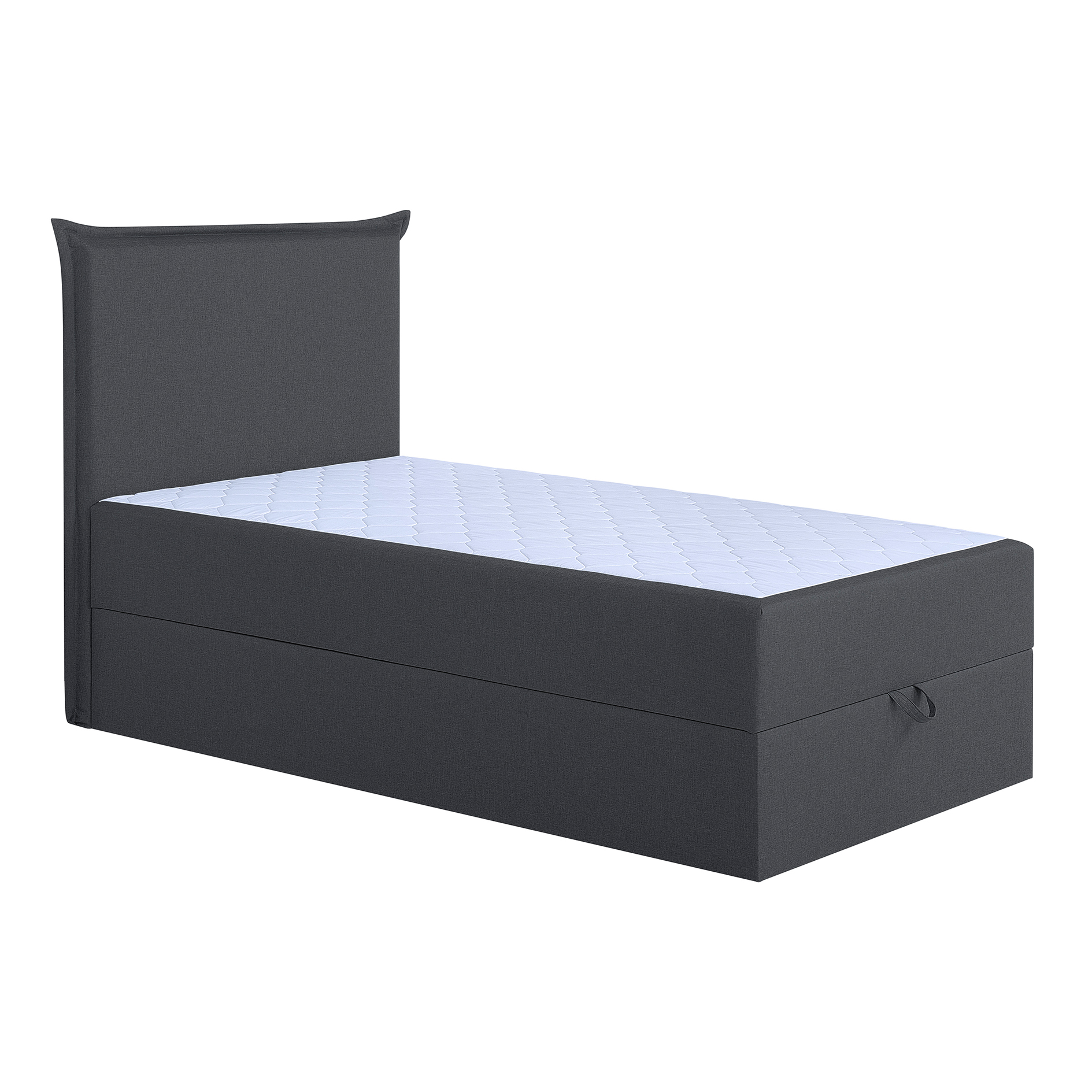 Boxspringbett - grau - mit Bettkasten - H3 - 100x200 cm