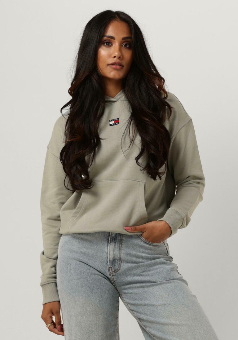 TOMMY JEANS groene tommy jeans sweater twj bxy xs badge hoodie