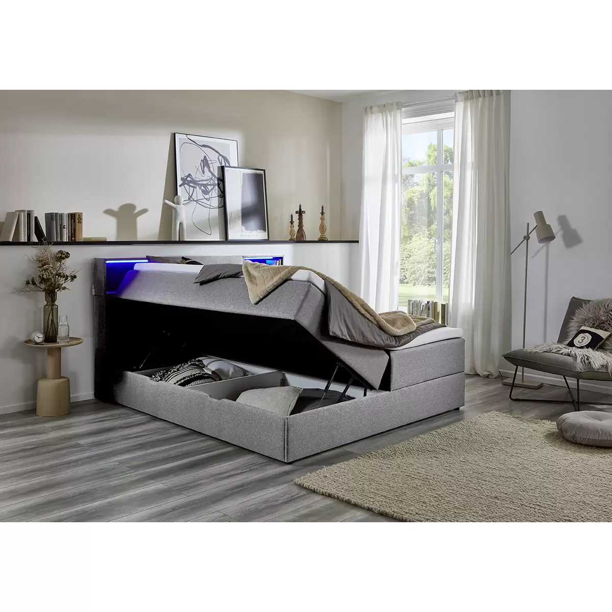 Boxspringbett Caja 180x200 Hellgrau