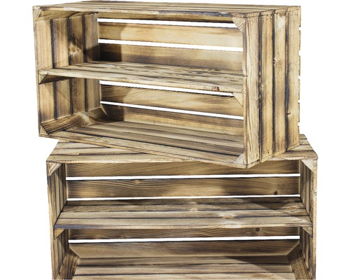 Vintage gevlamde fruitkist 68x40x30 cm set van 2