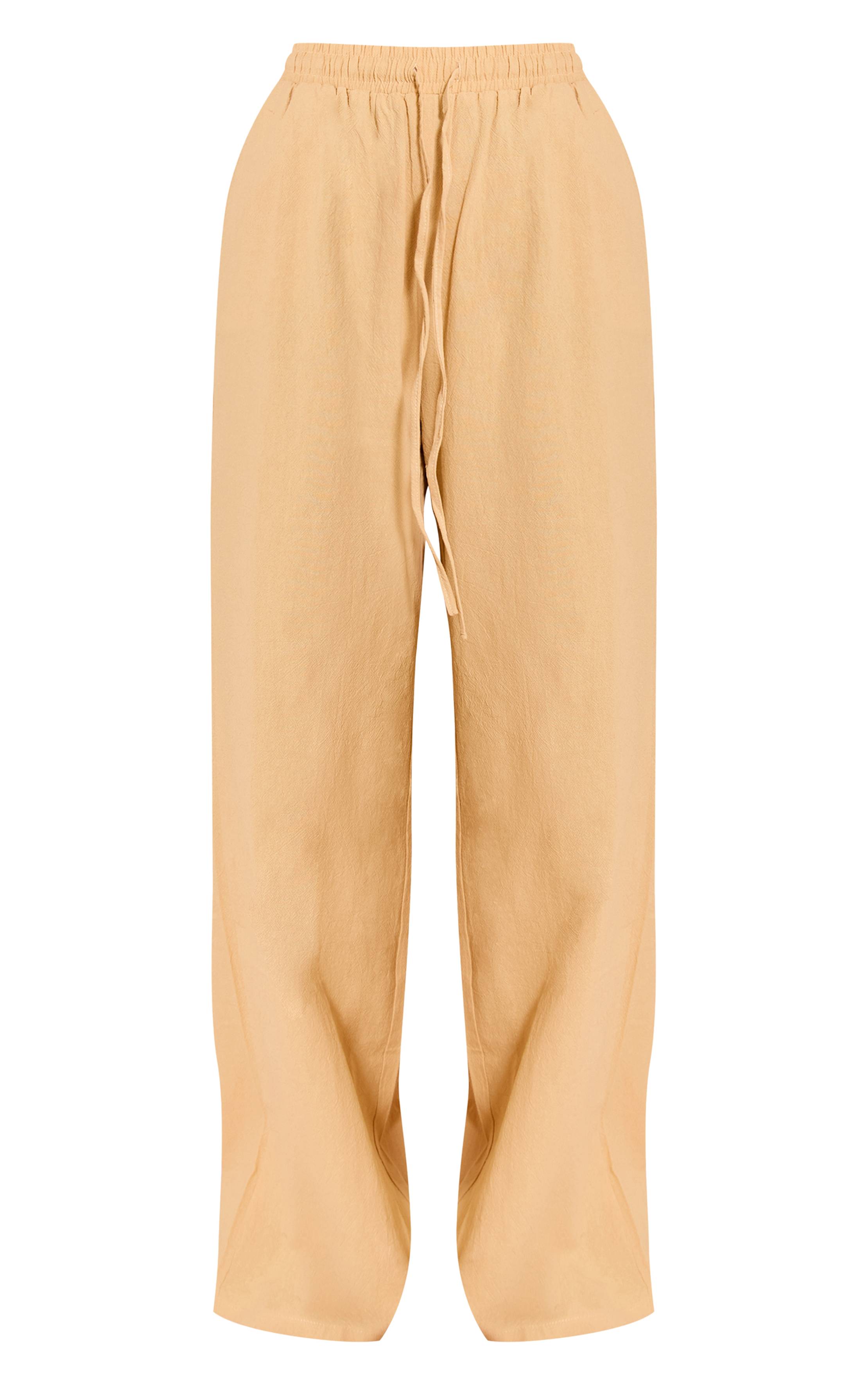Butter Yellow Pantalon Large À Cordon De Serrage Aspect Lin Tailleur