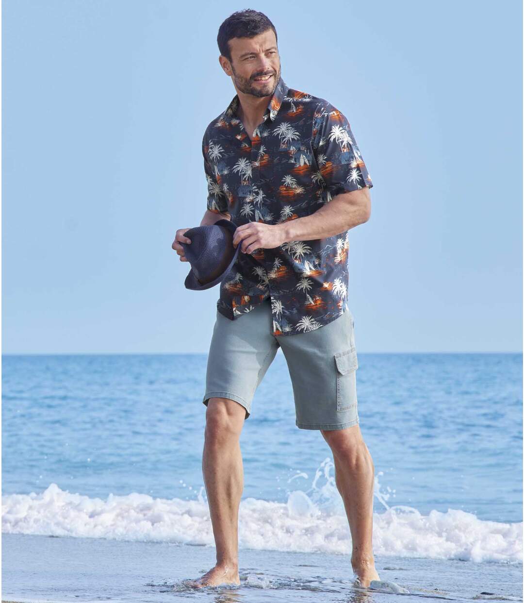 Bermuda Cargo en Jean Stretch Bleu Clair