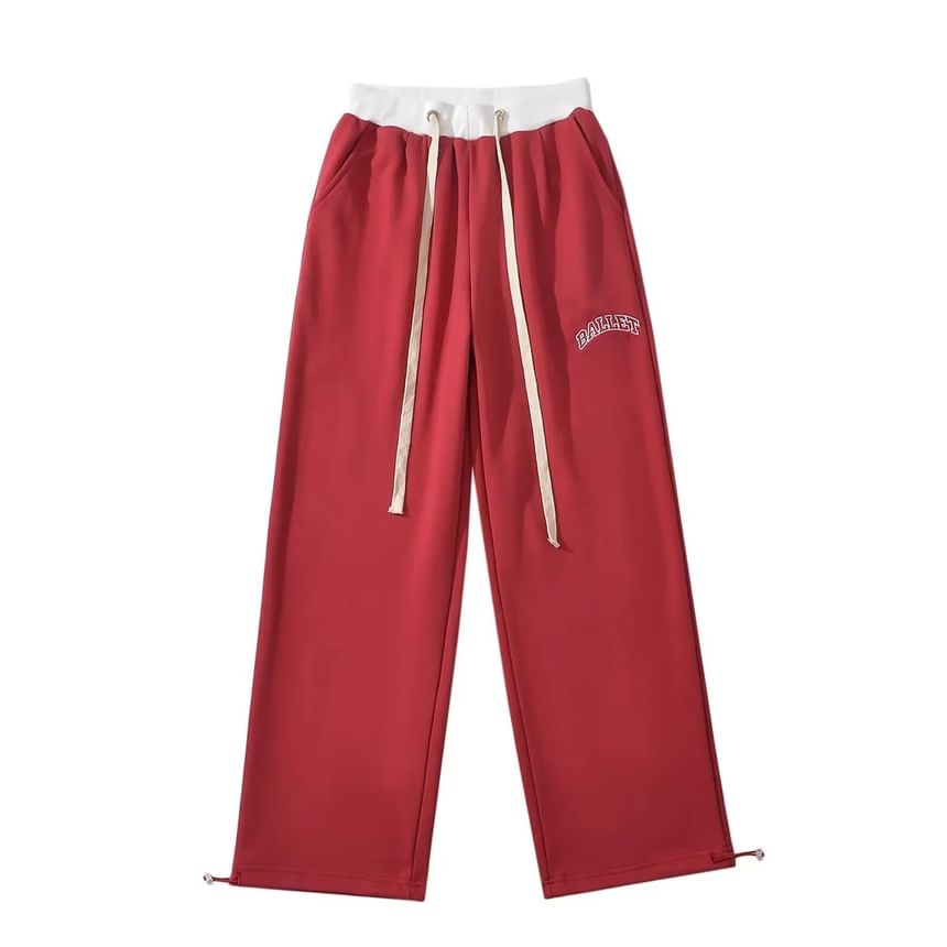 Reknovine - Rechte joggingbroek met trekkoord en geborduurde letters