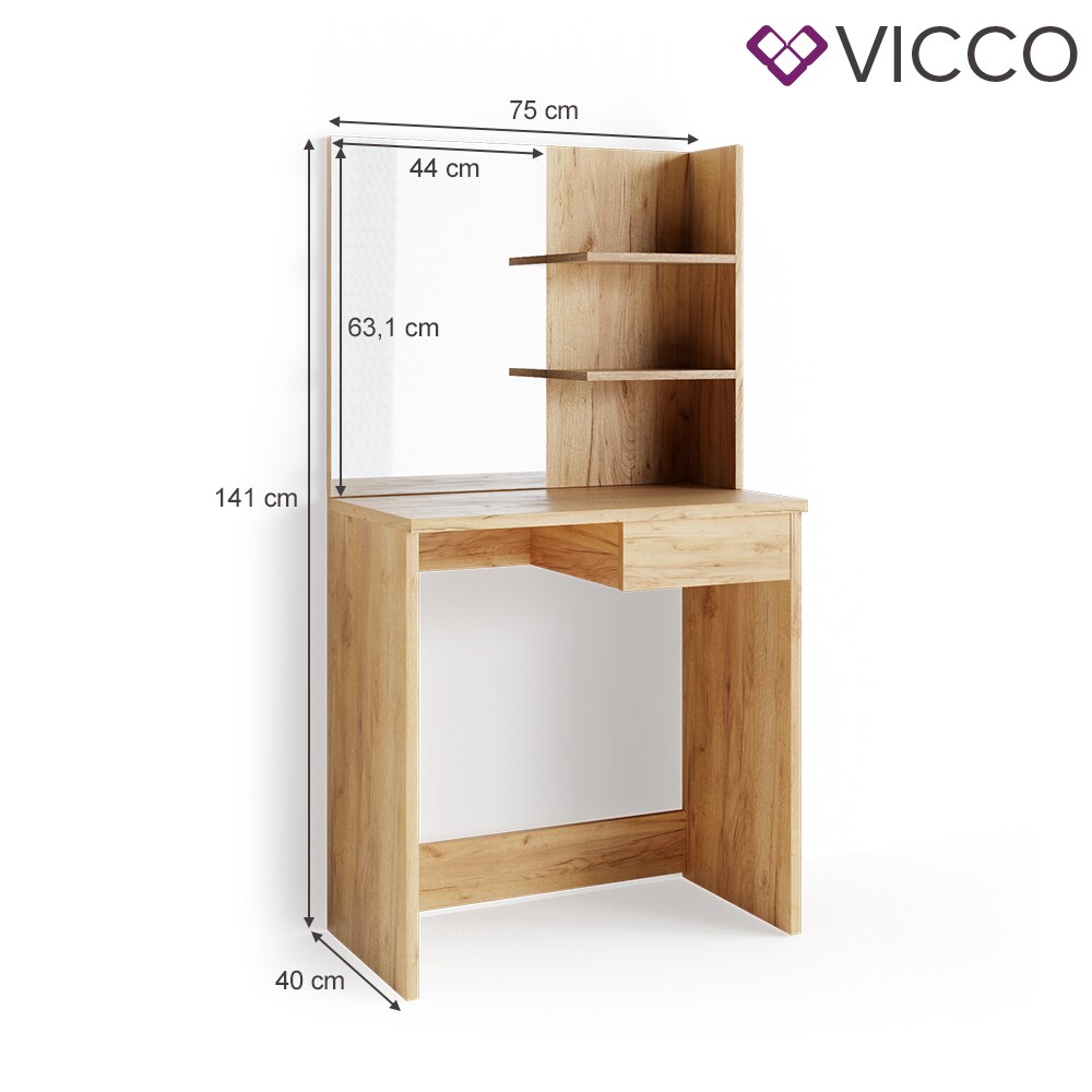 VICCO Schminktisch DEKOS Frisiertisch Frisierkommode Kosmetiktisch Eiche