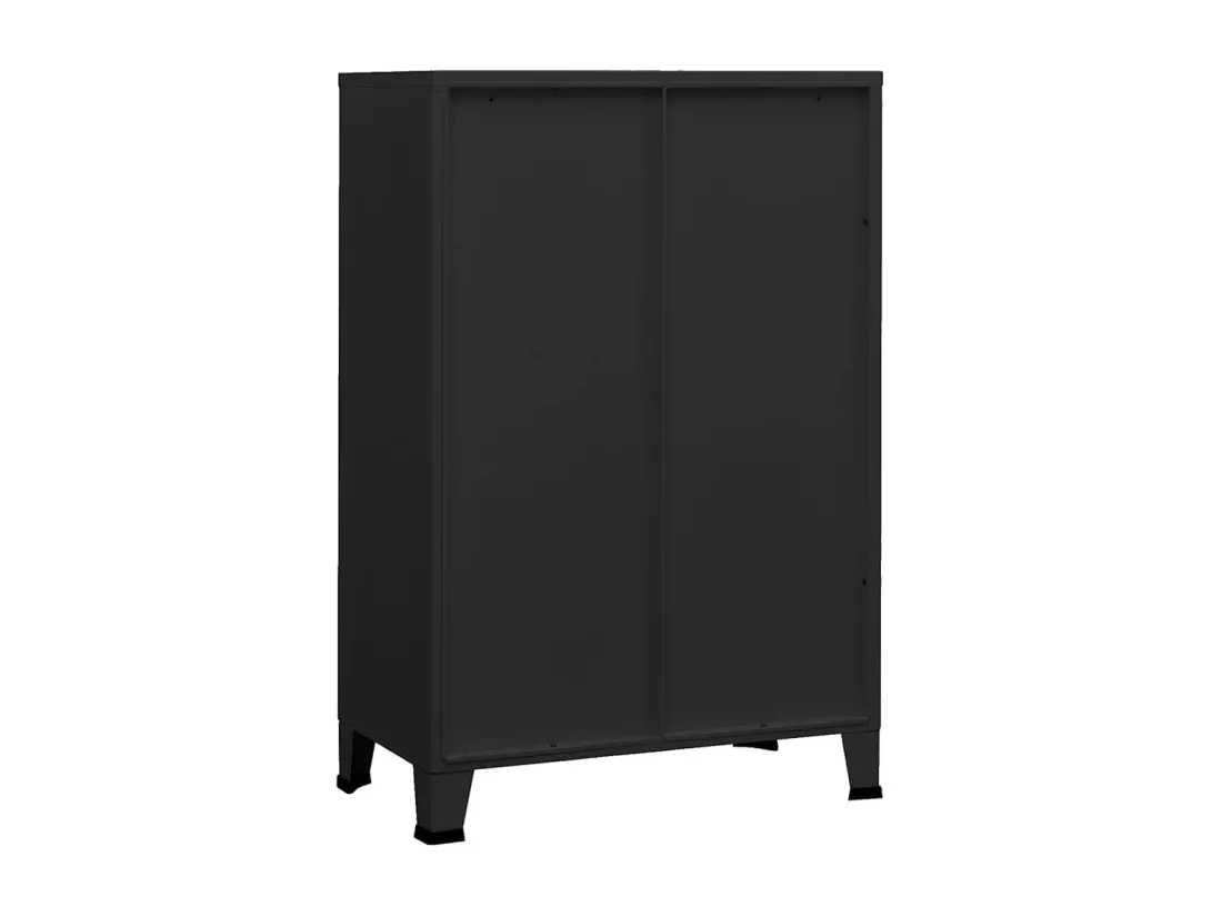 Coffre de rangement industriel Noir 75x40x115 cm Métal