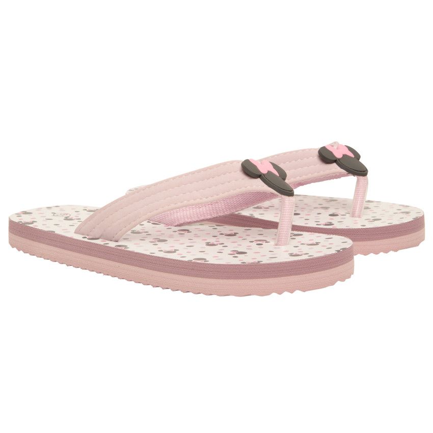 Tongs à bride souple imprimé et badge Minnie Disney pour fille avec lanière selon l'âge - Lilas