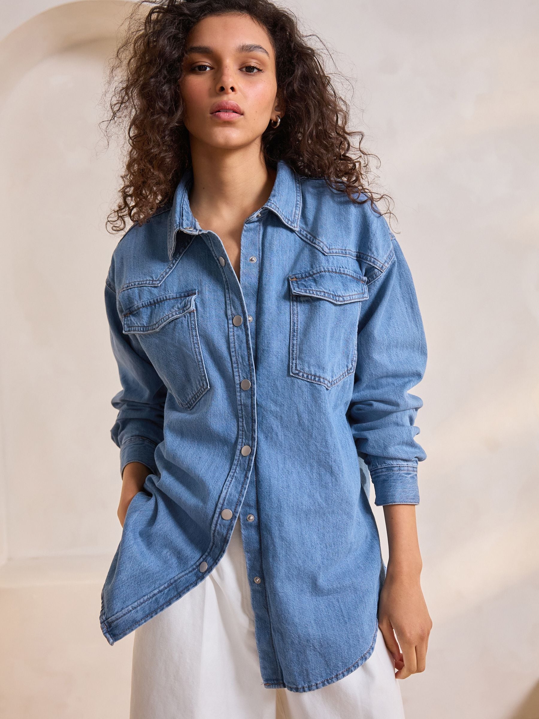 Normaal blauw - Oversized denim overhemd
