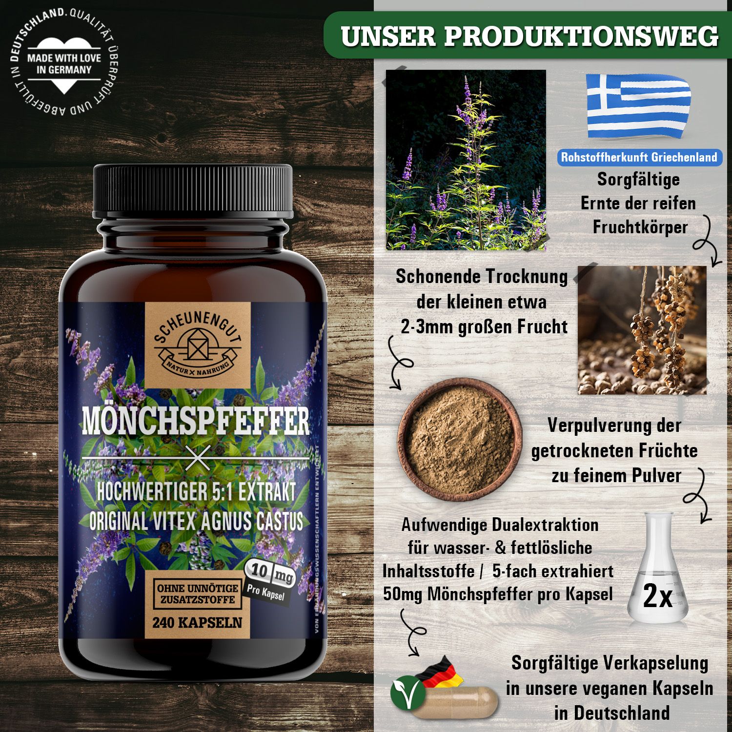 Scheunengut® Mönchspfeffer | hochdosierter 5:1 Extrakt Vitex Agnus Castus