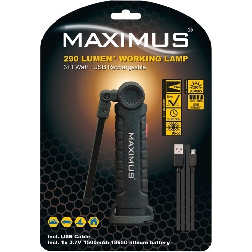 Lampe torche multifonctions 290 lm - 3W - rechargeable - IP20 - noir