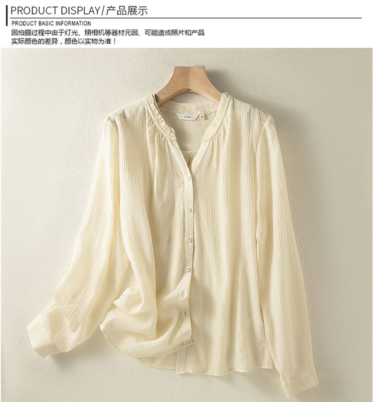 ZIMO - Blouse met pofmouwen, ruches en knoopjes